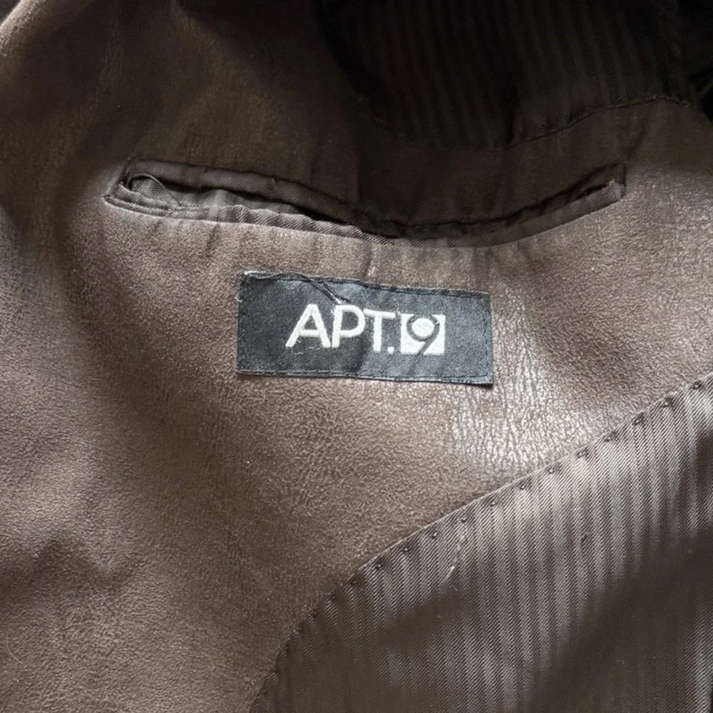 APT 9 Brown Faux Leather Blazer Size 40R Jacket Classic Y2K Grunge Dark Academia
